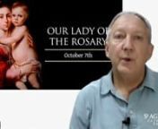 Tony Worner, Leader of Formation at St Agnes’ Catholic Parish, today reads from the Gospel of Luke (1: 26-38) in which the birth of Jesus is foretold. After reading the Gospel Tony shares a little about the memorial of Our Lady of the Rosary, which we celebrate today.nnTony says, Pope Pius V first instituted this feast on a Sunday as Our lady of Victory in thanksgiving for the intercession of Mary in Christians winning the battle of Lepanto against a much stronger Turkish force. In 1573 Pope G