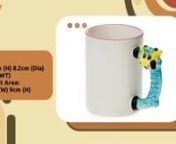 Our 11oz sublimation cartoon mug with an animal shape handle is a very special mug but a very popular mug, especially for kids. The animal shapes are available for Chook, Sheep, Pig, Mouse, Cow, Tiger, Rabbit, Zebra, Monkey, Dog, Dragon, Snake, Cat, Dolphin, Antelope, Turtle, or any other animal you need.nnWith our sublimation coating, you can create any design or photo with an animal shape to give the mug a charming look that&#39;ll attract the kids. nnCheck the specification for the sublimation ca