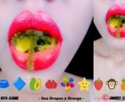 ASMR MUKBANG Sea Grapes x Orange, Capri Blue Frog Eggs Jelly,... TikTok Eating with EMOJI Challenge.mp4 from asmr emoji