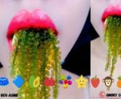 ASMR MUKBANG Sea Grapes x Orange, Capri Blue Frog Eggs Jelly, TikTok Eating with EMOJI Challenge from asmr emoji