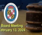 Watch the Charles County Board of Education&#39;s February 13, 2024 meeting. The meeting featured reports on the school calendar for the 2024-25 school year, private partnerships, potential legislation being proposed during the 2024 Maryland General Assembly, the Blueprint for Maryland&#39;s Future and the naming of Charles County Public Schools next elementary school. 9 students and 8 staff members were recognized from North Point High School, Mattawoman Middle School, the Phoenix International School