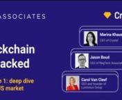 This is the first episode of Blockchain Unpacked, avideocast series in partnership between RegTech Associates andCrystal Blockchain. The videocast will be hosted each month by Jason Boud, CEO and Co-Founder of RegTech Associates, and Marina Khaustova, CEO of Crystal Blockchain.nnThe first episode will feature expert insight from three prominent CEOs in the legal, blockchain, and RegTech industries. nnJason Boud and Marina Khaustova will be joined by Carol Van Cleef, CEO and founder of Lumino
