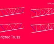 In this video Daniel shows a parametric truss that is programmed in C#, called „TrussMaker“. With this tool, you can choose between the truss-types Pratt, Warren, K-Truss, and Vierendeel. nnGH-File: https://github.com/karamba3d/K3D_Resources/raw/main/TidBits%20Examples/37_ScriptedTruss.ghnRepository: https://github.com/karamba3d/K3D_ResourcesnnMirror Component by Garcia del Castillo:nhttps://github.com/ParametricCamp/TutorialFiles/tree/master/Advanced_Development_Grasshopper/csharp-scripting