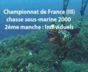 Ce championnat de France 2000 se déroule sur la Côte d&#39;Azur, entre Cannes et Antibes où a lieu également le trophée national en 2009.nCe film en 3 parties comprend :nLe déroulé du championnat en double (I)nLa première journée du championnat individuel (II)nLa seconde journée du championnat individuel et le classement final (III)nOn y voit l&#39;élite de la chasse sous-marine et de belles ceintures de poissons.