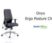 The Onyx chair is a fresh, contemporary office chair that offers a range of inspired features such as a multi-functional asynchronous mechanism with multiple adjustments and a contoured foam seat and back for extra support and comfort. The Onyx is a top choice for a posture task chair. Available in black or blue fabric and bonded leather upholstery options. Optional headrest variant available.nFor more information or to purchase please visit:nhuntoffice.ie/onyx-ergo-posture-chair-black-fabric-wi