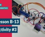 This video is a sample from the online course Intro to Robotics Level B, available at: https://42electronics.com/collections/lessons-kitsnnIn this activity, you will add the Infrared Line Sensor to the circuit from Activity #2. You will also modify the Python program from Activity #2 to add the ability to sense input from the line sensor.