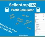Take us for a test drive to simplify your Amazon sourcing analysis. A free 14 day trial of SAS - Sourcing Analysis Simplified - awaits you at selleramp.com.nnThe SAS Profit Calculator is a fundamental part of SellerAmp SAS. In this video we explain how it works as your Amazon profit calculator and how you can ensure your sourcing is profitable.nnUnderstanding your profit and ROI are critical. The SAS Profit Calculator gives you full visibility of not only your profit and ROI, but also all fees i