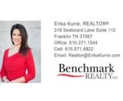4101 Idaho Ave Nashville TN 37209 &#124; Erika Kurre nnErika KurrennI hope we can meet in person soon! But for now, here&#39;s a little bit of info about me:nnnAfter almost 100 transactions into my Real Estate career, I joined Benchmark Realty in 2020 for its incredible tools and resources. This pairs well with my Bachelor&#39;s degree in Communication, along with about two decades of personal experience buying and selling homes. My past experience in TV News brings skills I use daily in Real Estate negotiat
