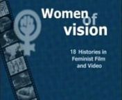 1998. 3-part series. Women of Vision highlights 18 women and covers a period of time from the 50’s to the 90’s. The women chosen were selected because they represent the real diversity within both feminism and independent film and video. They range in age from 65 to 25. They are black, white, Puerto Rican, Yugoslavian, Asian American, biracial. They are straight, gay and bisexual. What they share is a need to express their own interpretations of what American culture is and could be and a be