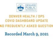 TRANSCRIPT: I&#39;m Dr. Bill Burman, Director of Public Health at Denver Health.nnThe overall COVID situation in Denver continues to improve. The decrease in case rate is slow but it&#39;s occurring. The thing i look at closely is the percent of tests that are positive. So that metric - percent positivity - remains low at 2.1-percent. So anything below 5-percent we think is good. Below three percent is excellent. So that&#39;s very good to see. And we continue to make real progress with vaccinations. So we&#39;