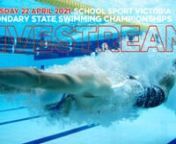 Catch all the races live and free right here. It&#39;s all systems go for the 2021 Secondary Swimming State Championships. nnThe live broadcast will commence at 10:00 AM. nnParents, you can proudly send the link on to family and friends. nTeachers, gather the students in a classroom and inspire them by watching this live sporting event. nnAll School Sport Victoria Livestreamed events are produced in-house by our communication team. nn▼ STAY CONNECTED TO THE LATEST NEWS!n➤ Website ➝ www.ssv.vic
