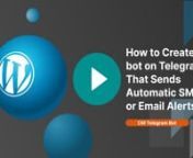 This video use case shows you how to create and configure a Bot for Telegram channels that sends automatic SMS or Email alerts using premium plugin CM Telegram Bot for WordPress.nnThis WordPress Telegram Plugin can send autoresponds to specific terms, send automatic group messages, alerts, emails and SMS based on Telegram conversations and much more. Create unlimited autoresponders and enable live support on Telegram chat for automating business workflows using Telegram messaging app.nnThis vide