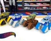 Hot wheels monster truck (HWMT) diecast toy racing tournament. We have 4 hot wheels/Mattel monster trucks from the twisted Tredz series including the jeep and invader plus the two new blizzard bashers, Demo Derby and BIgfoot! We are having a 4 truck racing tournament with 4 Diecast toy monster trucks! We have our hot wheels super six lane with a freestyle at the end leading to come awesome wrecks and spin outs. We even haveDarth Vader, the storm trooper, Batman and some Lego fans. :) Merry Chr