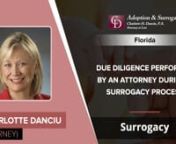 https://www.adoption-surrogacy.com/nnCharlotte H. Danciu, P.A. Attorney at Lawnn1098 NW Boca Raton BoulevardnBoca Raton, FL 33432nUnited Statesn(561) 330-6700nnPart of my service is to do background checks, criminal law enforcement background checks, and child abuse background checks. We do obtain the medical records of the surrogate, and I review them, even though I am not a doctor, just to see if there is anything that jumps out at me (what medications is she taking? has she had complications