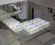 In this demonstration video you see the Marden Edwards B Series overwrapping machine overwrapping individual product cartons with tear tape at speeds up to 30 cartons per minute.  These are then collated and pushed through the banding system via a product transfer unit where the banding system bands cartons 3x1x1.