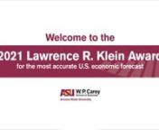 The W. P. Carey School of Business is proud to present the 2021 Lawrence R. Klein Award for Blue Chip Forecast Accuracy to Carl Tannenbaum, chief economist for Northern Trust. Carl&#39;s work had the smallest forecast error for the 2017-2020 period. Those eligible for the award are analysts from organizations whose projections were recorded in the Blue Chip Economic Indicators newsletter in January of the four prior years. nnSpecial thanks to the W. P. Carey Foundation, the Johns Hopkins Carey Busin