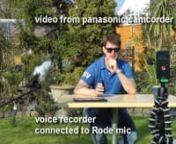 A comparison and test of the sound on a quality budget hand held digital audio recorder (Olympus) using various microphones for cameras including a dynamic mic, a rode video mic and a lapel, lavalier mic. Filmed on a Flip cam pocket HD camcorder, a quality Panasonic HDC sd900 camcorder and Canon 600D t3i rebelkiss DSLR, Also a comparison test of the picture quality of the 3 cameras. Looking at a budget option for good quality sound and HD video quality for under £100. Tested outside in a variet