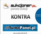 http://turbopanel.pl/aukcjoner_kontra_turbopanel_pl-92.html - w tym filmie pokazujemy dlaczego panele aukcji Allegro TurboPanel.pl są lepsze od paneli aukcji Aukcjoner (aukcjoner.pl).nPorównujemy 6 najważniejszych cech paneli Allegro oferowanych przez TurboPanel i Aukcjoner.nMuzyka autora DiSloCaTed, tutuł: Bran Tumor licencjonowana na zasadach CC BY-SA 3.0 do posłuchania tutaj: www.sampleswap.org/viewtopic.php?t=4347nSerwis, który wygrał w zestawieniu można wypróbować i używać za da