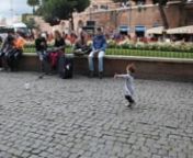 eleanor (at 21 months) tries to befriend a pigeon in rome.