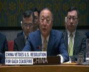 The U.S. draft sets up preconditions for Gaza ceasefire, which is no different from giving a green light to continued killings, and is unacceptable. That was the explanation offered by China&#39;s United Nations envoy Zhang Jun after China voted against the U.S. draft resolution on Gaza on Friday. #ZhangJun #UN #Gaza #ceasefire ##China #USdraft