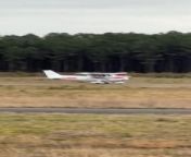 This person watched a small aircraft take off from an airstrip in Spain. The airplane&#39;s pilot accelerated to gain some momentum before taking off.