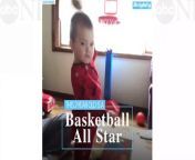 On five impressive occasions, Elijah Bender, 2, has been caught on camera by his mother while shooting a basketball into a hoop without actually looking at the basket.