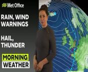 An active cold front moves across central and eastern England in the day, bringing heavy rain, gusty winds, and a chance of hail and thunder, particularly to southeast England. Clearer skies in the northeast and east of Scotland with some wintry showers over high ground in the west.– This is the Met Office UK Weather forecast for the morning of 22/02/24. Bringing you today’s weather forecast is Clare Nasir.