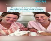 Identical twin sisters Nicole and Renee Baillie from rural Sunshine Coast fell pregnant at the same time by complete surprise. Despite their babies&#39; due dates being 10 days apart they were both born on the same day.