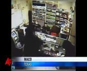 A Waco, Texas store clerk sent armed robbers running when he pulled out a gun and fired shots, sparking a shootout caught on a surveillance camera. (Dec. 30)