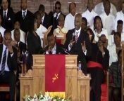 Gospel singer BeBe Winans speaking at Whitney Houston&#39;s funeral.