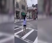 VIDEO: 12-year-old Ukrainian with prosthetic legs runs Boston marathon from old movie song