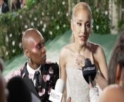 Ariana Grande and Cynthia Erivo give each other praise for their performances in the upcoming film &#39;Wicked&#39; while on the Met Gala steps chatting with The Hollywood Reporter.