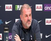 Tottenham boss Ange Postecoglu jokes about upsetting King Charles who apparently supports Burnley by potentially relegating them&#60;br/&#62;Tottenham training centre, London, UK