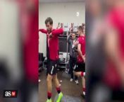 Georgia's viral locker room celebration from room full song