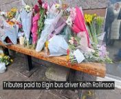 Mourners gathered at Elgin Bus Station to pay tribute to Keith Rollinson, a 58-year-old bus driver who died on Friday night. &#60;br/&#62;&#60;br/&#62;A 15-year-old is due to appear in court on Monday, February 5, 2024, in relation to Keith&#39;s death.