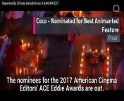 The nominees for the 2017 American Cinema Editors&#39; ACE Eddie Awards are out.
