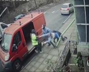 Police are hunting a gang of kidnappers after footage emerged of a man being pulled into a van in broad daylight.&#60;br/&#62;&#60;br/&#62;CCTV footage shows a red van pulling up outside a house before three men get out and head down an alleyway.&#60;br/&#62;&#60;br/&#62;Moments later, the three are seen dragging a man into the van as he tries desperately to escape before they make off, in Bradford, West Yorkshire.&#60;br/&#62;&#60;br/&#62;Ali Rafiq, 40, whose CCTV camera caught the assailants, at 11am on March 6, said: &#92;