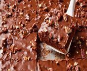 Fudgy and topped with plenty of pecans, this easy chocolate sheet cake will become your go-to cake recipe.