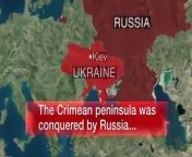 Watch a brief history of Crimea. It&#39;s located on a peninsula stretching out from the south of Ukraine between the Black Sea and the Sea of Azov.