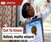 8-year old Rafael Razarene Kugan has secured a spot in the Malaysia Book of Records for identifying the most perfect cube roots in one minute. &#60;br/&#62;&#60;br/&#62;Written &amp; presented by: Theevya Ragu&#60;br/&#62;Shot by: Fauzi Yunus&#60;br/&#62;Edited by: Daniel Chung&#60;br/&#62;&#60;br/&#62;Read More: https://www.freemalaysiatoday.com/category/leisure/2024/04/21/this-8-year-old-is-a-maths-wiz-and-record-holder/&#60;br/&#62;&#60;br/&#62;Free Malaysia Today is an independent, bi-lingual news portal with a focus on Malaysian current affairs.&#60;br/&#62;&#60;br/&#62;Subscribe to our channel - http://bit.ly/2Qo08ry&#60;br/&#62;------------------------------------------------------------------------------------------------------------------------------------------------------&#60;br/&#62;Check us out at https://www.freemalaysiatoday.com&#60;br/&#62;Follow FMT on Facebook: https://bit.ly/49JJoo5&#60;br/&#62;Follow FMT on Dailymotion: https://bit.ly/2WGITHM&#60;br/&#62;Follow FMT on X: https://bit.ly/48zARSW &#60;br/&#62;Follow FMT on Instagram: https://bit.ly/48Cq76h&#60;br/&#62;Follow FMT on TikTok : https://bit.ly/3uKuQFp&#60;br/&#62;Follow FMT Berita on TikTok: https://bit.ly/48vpnQG &#60;br/&#62;Follow FMT Telegram - https://bit.ly/42VyzMX&#60;br/&#62;Follow FMT LinkedIn - https://bit.ly/42YytEb&#60;br/&#62;Follow FMT Lifestyle on Instagram: https://bit.ly/42WrsUj&#60;br/&#62;Follow FMT on WhatsApp: https://bit.ly/49GMbxW &#60;br/&#62;------------------------------------------------------------------------------------------------------------------------------------------------------&#60;br/&#62;Download FMT News App:&#60;br/&#62;Google Play – http://bit.ly/2YSuV46&#60;br/&#62;App Store – https://apple.co/2HNH7gZ&#60;br/&#62;Huawei AppGallery - https://bit.ly/2D2OpNP&#60;br/&#62;&#60;br/&#62;#FMTLifestyle #GetToKnow #RafaelRezereneKugan #MathWiz #MalaysiaBookofRecords