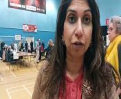 Suella Braverman at Fareham Local Election count from warblington school in havant hampshire