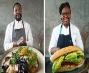Two award-winning chefs take on the rotisserie chicken challenge. Aretah Ettarh, chef de cuisine at Gramercy Tavern, and Charlie Mitchell, executive chef and co-owner of Clover Hill, turn a grocery store chicken into a restaurant-worthy chicken salad. Ettarh serves her chicken salad sandwich on a hero roll with homemade mayo, tomatoes, lettuce, radish, and avocado. Mitchell builds his chicken salad on a sourdough toast topped with green goddess dressing, avocado, Honeycrisp apple, and confit egg.
