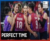 Choco Mucho wins for first time vs Creamline&#60;br/&#62;&#60;br/&#62;The Choco Mucho Flying Titans chooses the perfect time to win against their sister team, the Creamline Cool Smashers, for the first time in five sets, 13-25, 19-25, 25-21, 25-20, 18-16,in the semifinals of the All-Filipino Conference of the Premier Volleyball League (PVL) 2024 at the Philippine Sports Arena in Pasig on Tuesday, April 30, 2024. Sisi Rondina led her squad with 23 points on 21 attacks a block, and an ace.Choco Mucho’s playmaker Mars Alba, who provided 10 excellent sets, shared how she held on tightly in the deciding frame to capture their first victory in five years against Creamline.&#60;br/&#62;&#60;br/&#62;Video by Nicole Anne D.G. Bugauisan&#60;br/&#62;&#60;br/&#62;Subscribe to The Manila Times Channel - https://tmt.ph/YTSubscribe&#60;br/&#62; &#60;br/&#62;Visit our website at https://www.manilatimes.net&#60;br/&#62; &#60;br/&#62; &#60;br/&#62;Follow us: &#60;br/&#62;Facebook - https://tmt.ph/facebook&#60;br/&#62; &#60;br/&#62;Instagram - https://tmt.ph/instagram&#60;br/&#62; &#60;br/&#62;Twitter - https://tmt.ph/twitter&#60;br/&#62; &#60;br/&#62;DailyMotion - https://tmt.ph/dailymotion&#60;br/&#62; &#60;br/&#62; &#60;br/&#62;Subscribe to our Digital Edition - https://tmt.ph/digital&#60;br/&#62; &#60;br/&#62; &#60;br/&#62;Check out our Podcasts: &#60;br/&#62;Spotify - https://tmt.ph/spotify&#60;br/&#62; &#60;br/&#62;Apple Podcasts - https://tmt.ph/applepodcasts&#60;br/&#62; &#60;br/&#62;Amazon Music - https://tmt.ph/amazonmusic&#60;br/&#62; &#60;br/&#62;Deezer: https://tmt.ph/deezer&#60;br/&#62;&#60;br/&#62;Tune In: https://tmt.ph/tunein&#60;br/&#62;&#60;br/&#62;#themanilatimes &#60;br/&#62;#philippines&#60;br/&#62;#volleyball &#60;br/&#62;#sports&#60;br/&#62;