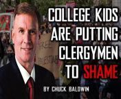 In this 7-minute video clip, Pastor Baldwin praises the kids on America&#39;s colleges and universities who are willing to risk their academic and financial futures in order to peacefully protest Israel&#39;s genocidal war against Gaza. And he rebukes America&#39;s evangelical pastors for sitting back and letting college kids do what they should be doing as spiritual leaders.&#60;br/&#62;