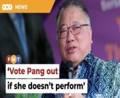 The GPS leader urges Chinese voters in Kuala Kubu Baharu to give DAP’s Pang Sock Tao a chance to serve them for a term.&#60;br/&#62;&#60;br/&#62;&#60;br/&#62;Read More: https://www.freemalaysiatoday.com/category/nation/2024/05/09/back-pang-but-vote-her-out-if-she-doesnt-perform-says-tiong/ &#60;br/&#62;&#60;br/&#62;Laporan Lanjut: https://www.freemalaysiatoday.com/category/bahasa/tempatan/2024/05/09/beri-pang-peluang-campak-jika-gagal-jalankan-tugas-kata-tiong/&#60;br/&#62;&#60;br/&#62;Free Malaysia Today is an independent, bi-lingual news portal with a focus on Malaysian current affairs.&#60;br/&#62;&#60;br/&#62;Subscribe to our channel - http://bit.ly/2Qo08ry&#60;br/&#62;------------------------------------------------------------------------------------------------------------------------------------------------------&#60;br/&#62;Check us out at https://www.freemalaysiatoday.com&#60;br/&#62;Follow FMT on Facebook: https://bit.ly/49JJoo5&#60;br/&#62;Follow FMT on Dailymotion: https://bit.ly/2WGITHM&#60;br/&#62;Follow FMT on X: https://bit.ly/48zARSW &#60;br/&#62;Follow FMT on Instagram: https://bit.ly/48Cq76h&#60;br/&#62;Follow FMT on TikTok : https://bit.ly/3uKuQFp&#60;br/&#62;Follow FMT Berita on TikTok: https://bit.ly/48vpnQG &#60;br/&#62;Follow FMT Telegram - https://bit.ly/42VyzMX&#60;br/&#62;Follow FMT LinkedIn - https://bit.ly/42YytEb&#60;br/&#62;Follow FMT Lifestyle on Instagram: https://bit.ly/42WrsUj&#60;br/&#62;Follow FMT on WhatsApp: https://bit.ly/49GMbxW &#60;br/&#62;------------------------------------------------------------------------------------------------------------------------------------------------------&#60;br/&#62;Download FMT News App:&#60;br/&#62;Google Play – http://bit.ly/2YSuV46&#60;br/&#62;App Store – https://apple.co/2HNH7gZ&#60;br/&#62;Huawei AppGallery - https://bit.ly/2D2OpNP&#60;br/&#62;&#60;br/&#62;#FMTNews #PRN #KualaKubuBaharu #TiongKingSing #VoteOut #PangSockTao