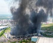 Residents have described hearing loud explosions &#39;like a plane crash&#39; or a &#39;bomb going off&#39; after a huge industrial fire broke out in a Staffordshire town. &#60;br/&#62;&#60;br/&#62;Emergency services descended on Cannock after the massive inferno broke out at a parcel centre at around 6am this morning (Thurs).&#60;br/&#62;&#60;br/&#62;Thick plumes of black smoke could be seen billowing into the air - which could be seen from as far as 20 miles away in Tamworth.&#60;br/&#62;&#60;br/&#62;Staffordshire Fire and Rescue Service sent ten fire engines to the scene near the A460 Orbital Island and evacuated local businesses.&#60;br/&#62;&#60;br/&#62;Residents told how they were woken by a series of loud explosions before the area was engulfed by &#92;