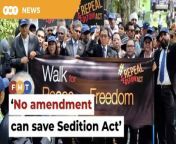 Lawyers for Liberty adviser N Surendran says the legislation cannot be saved, calling the decision to amend it unacceptable and regressive.&#60;br/&#62;&#60;br/&#62;&#60;br/&#62;Read More: https://www.freemalaysiatoday.com/category/nation/2024/04/03/unsalvageable-sedition-act-must-be-abolished-say-rights-groups/&#60;br/&#62;&#60;br/&#62;Laporan Lanjut: https://www.freemalaysiatoday.com/category/bahasa/tempatan/2024/04/03/akta-hasutan-tak-boleh-diselamatkan-perlu-mansuh-kata-kumpulan-hak-asasi/&#60;br/&#62;&#60;br/&#62;Free Malaysia Today is an independent, bi-lingual news portal with a focus on Malaysian current affairs.&#60;br/&#62;&#60;br/&#62;Subscribe to our channel - http://bit.ly/2Qo08ry&#60;br/&#62;------------------------------------------------------------------------------------------------------------------------------------------------------&#60;br/&#62;Check us out at https://www.freemalaysiatoday.com&#60;br/&#62;Follow FMT on Facebook: https://bit.ly/49JJoo5&#60;br/&#62;Follow FMT on Dailymotion: https://bit.ly/2WGITHM&#60;br/&#62;Follow FMT on X: https://bit.ly/48zARSW &#60;br/&#62;Follow FMT on Instagram: https://bit.ly/48Cq76h&#60;br/&#62;Follow FMT on TikTok : https://bit.ly/3uKuQFp&#60;br/&#62;Follow FMT Berita on TikTok: https://bit.ly/48vpnQG &#60;br/&#62;Follow FMT Telegram - https://bit.ly/42VyzMX&#60;br/&#62;Follow FMT LinkedIn - https://bit.ly/42YytEb&#60;br/&#62;Follow FMT Lifestyle on Instagram: https://bit.ly/42WrsUj&#60;br/&#62;Follow FMT on WhatsApp: https://bit.ly/49GMbxW &#60;br/&#62;------------------------------------------------------------------------------------------------------------------------------------------------------&#60;br/&#62;Download FMT News App:&#60;br/&#62;Google Play – http://bit.ly/2YSuV46&#60;br/&#62;App Store – https://apple.co/2HNH7gZ&#60;br/&#62;Huawei AppGallery - https://bit.ly/2D2OpNP&#60;br/&#62;&#60;br/&#62;#FMTNews #SeditionAct1948 #NSurendran #Abolition