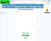 :&#60;br/&#62;www.youtube.com/@TutsNest?sub_confirmation=1&#60;br/&#62;!&#60;br/&#62;&#60;br/&#62;Welcome to Tuts Nest, your go-to channel for all things Google Docs! &#60;br/&#62; In this tutorial, we&#39;ll guide you through the process of getting out of superscript in your Google Docs document.&#60;br/&#62;&#60;br/&#62;Have you accidentally applied superscript to your text and need to undo it? Don&#39;t worry, it&#39;s a breeze! &#60;br/&#62;&#60;br/&#62;Follow these simple steps:&#60;br/&#62;&#60;br/&#62;1. Highlight the superscripted text.&#60;br/&#62;2. Navigate to the &#39;Format&#39; menu.&#60;br/&#62;3. Select the &#39;Text&#39; option.&#60;br/&#62;4. Click on &#39;Superscript&#39; again to undo.&#60;br/&#62;&#60;br/&#62;Additionally, here are some keyboard shortcuts to make the process even quicker:&#60;br/&#62;&#60;br/&#62;For Windows: Press &#39;Ctrl + .&#39;&#60;br/&#62;For Mac: Press &#39;Cmd + .&#39;&#60;br/&#62;With these easy steps, you&#39;ll be able to seamlessly remove superscript from your text in Google Docs.&#60;br/&#62;&#60;br/&#62;&#60;br/&#62; ,: &#60;br/&#62;www.youtube.com/@TutsNest?sub_confirmation=1&#60;br/&#62;!&#60;br/&#62;&#60;br/&#62;&#39;,, !&#60;br/&#62;&#60;br/&#62;#GoogleDocs #Tutorial #GoogleDocsTutorial #TutsNest #GoogleDocsHowTo #ProductivityHacks #DigitalProductivity #GoogleWorkspace #Superscript