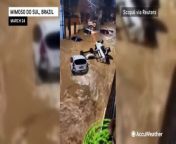 Torrential rain caused major flooding and damage to south Brazil on March 24. Video shows floating vehicles atop of high floodwaters in Mimoso do Sul.