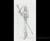 A video of a pencil sketch, of a barbarian. Drawn by Scott Snider. Uploaded 03-28-2024.